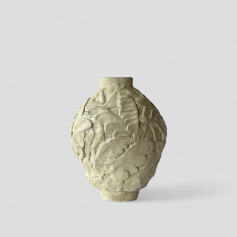 Gourde bas relief blanc satiné