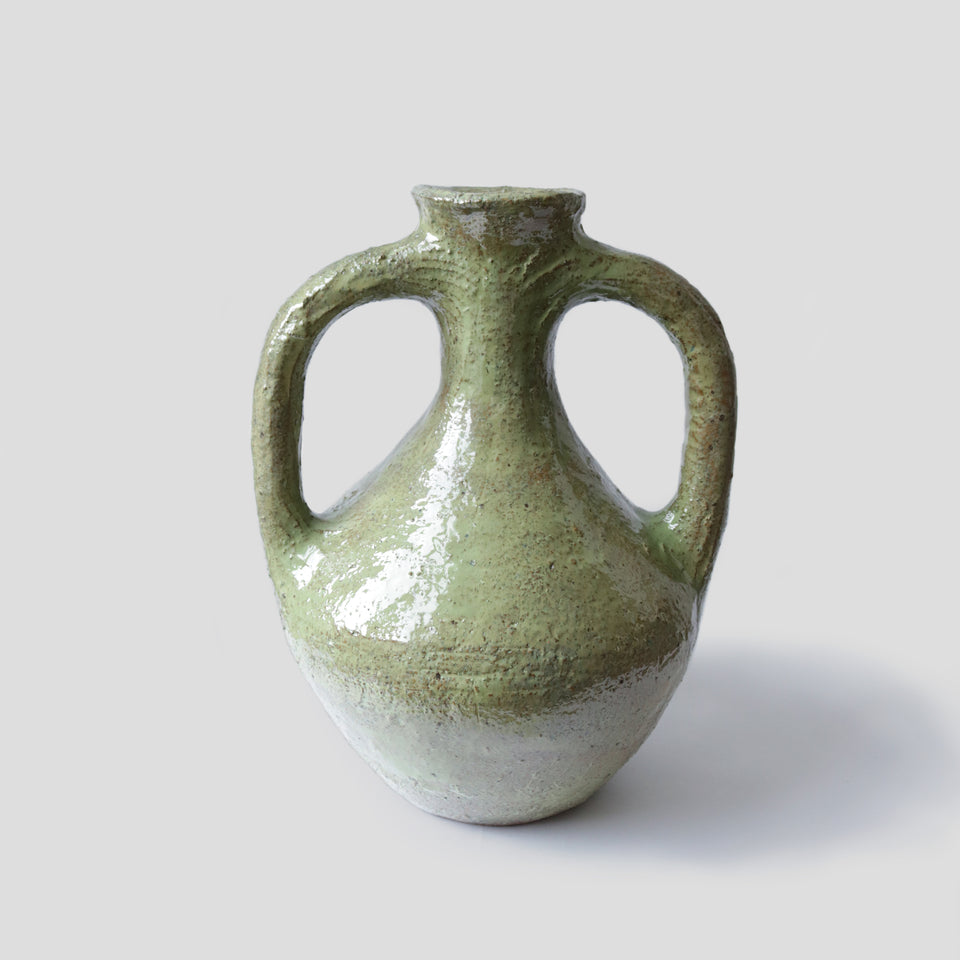 Grand vase pistache texturé