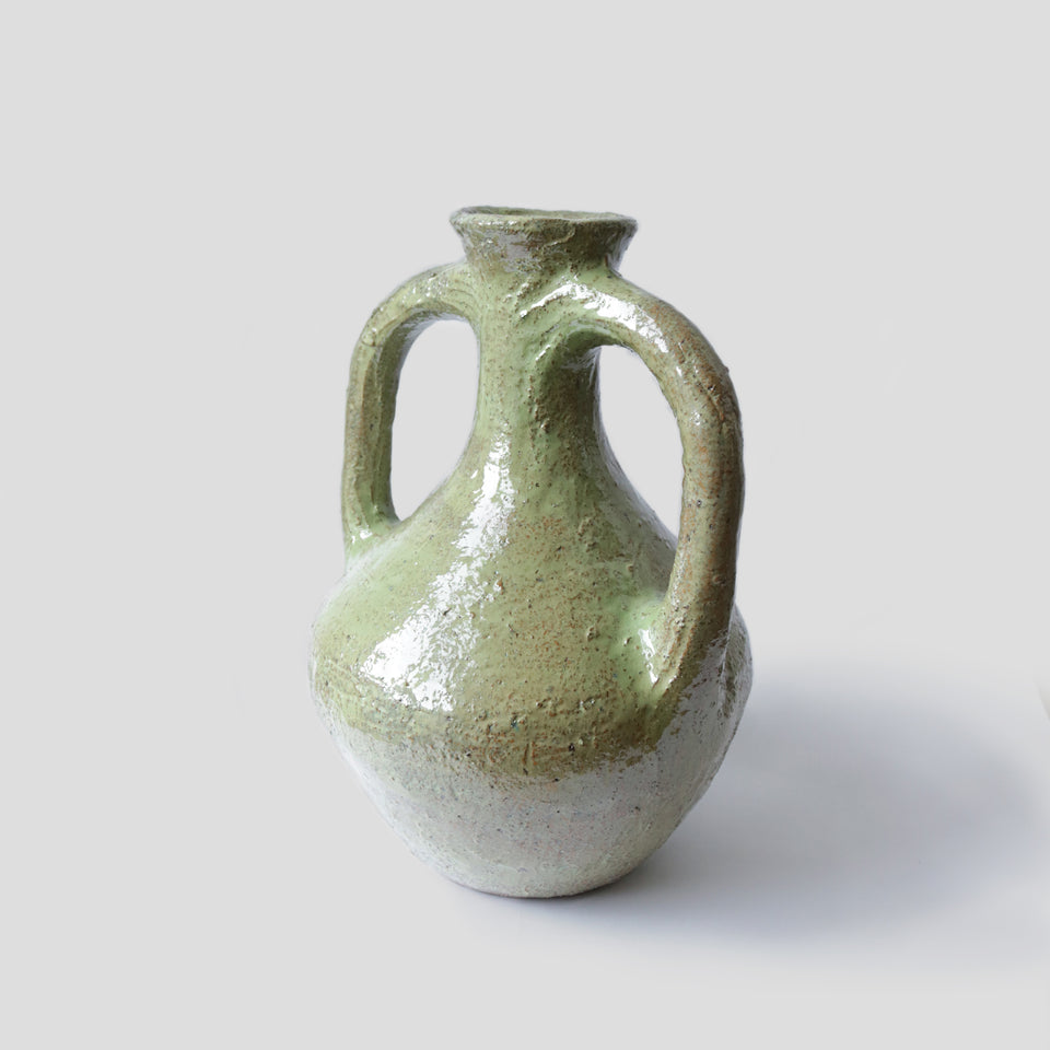 Grand vase pistache texturé