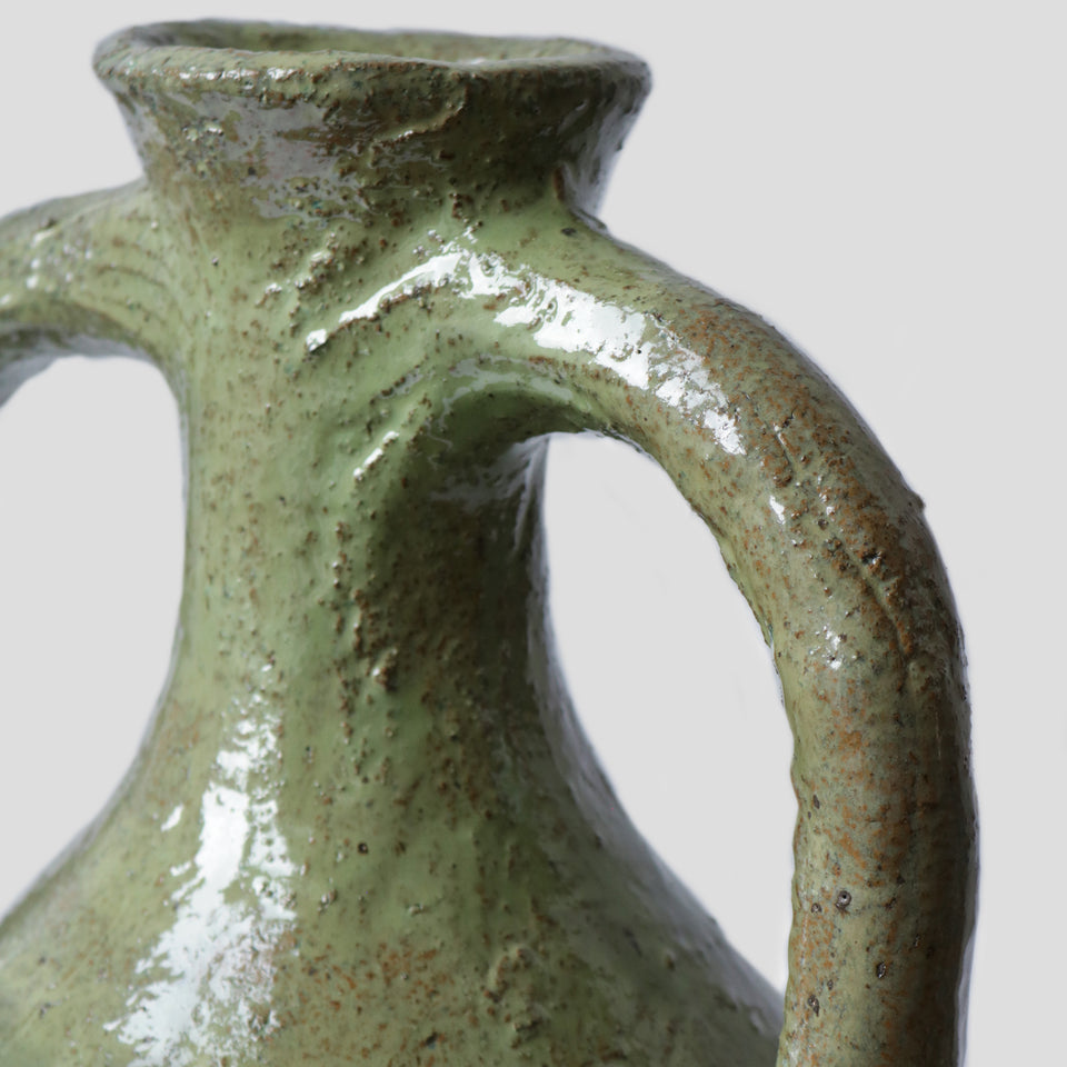 Grand vase pistache texturé