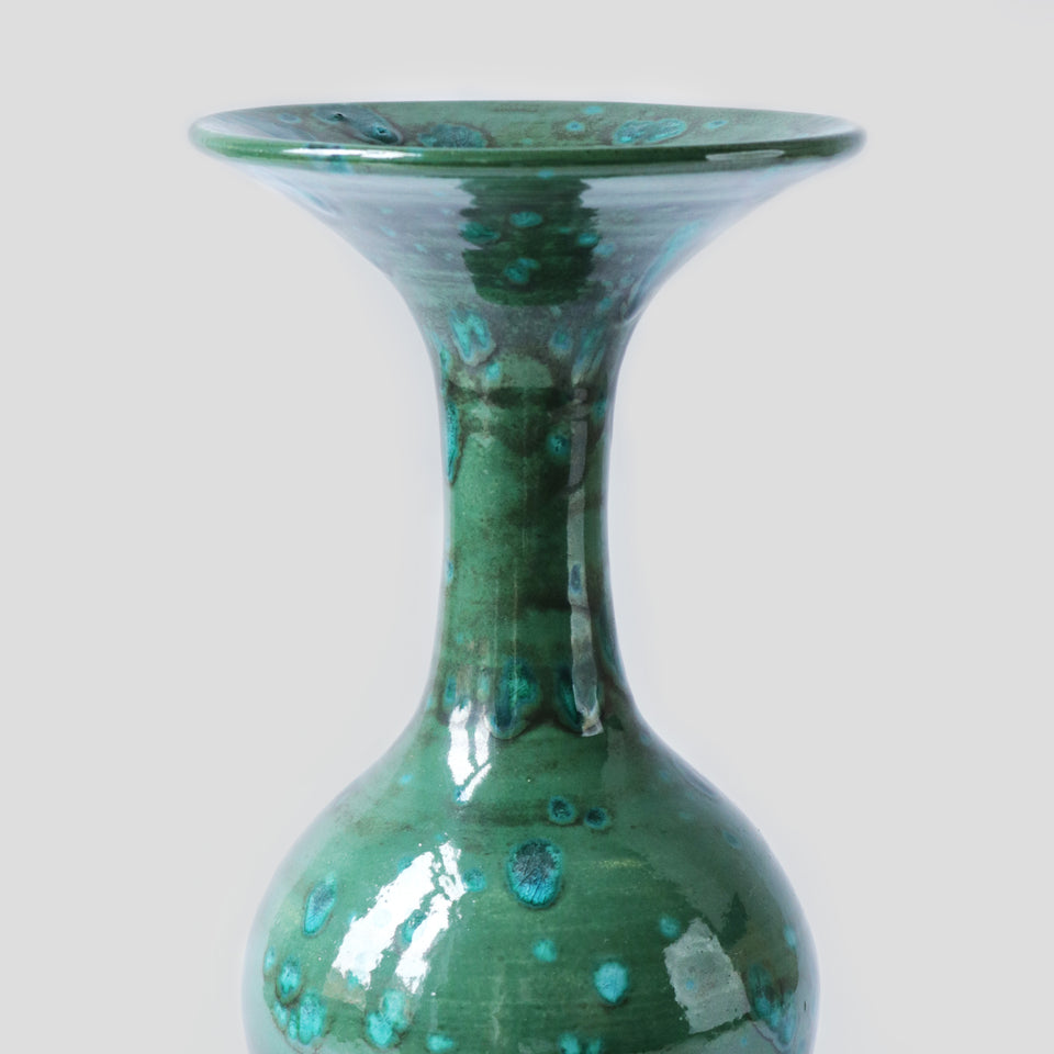 Flared Rim Bottle Emeraud Green with Crystal chips