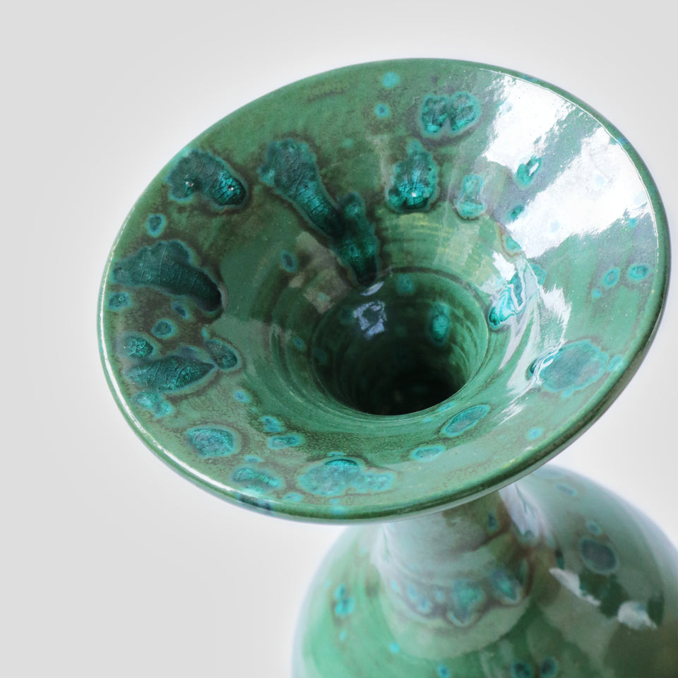Flared Rim Bottle Emeraud Green with Crystal chips