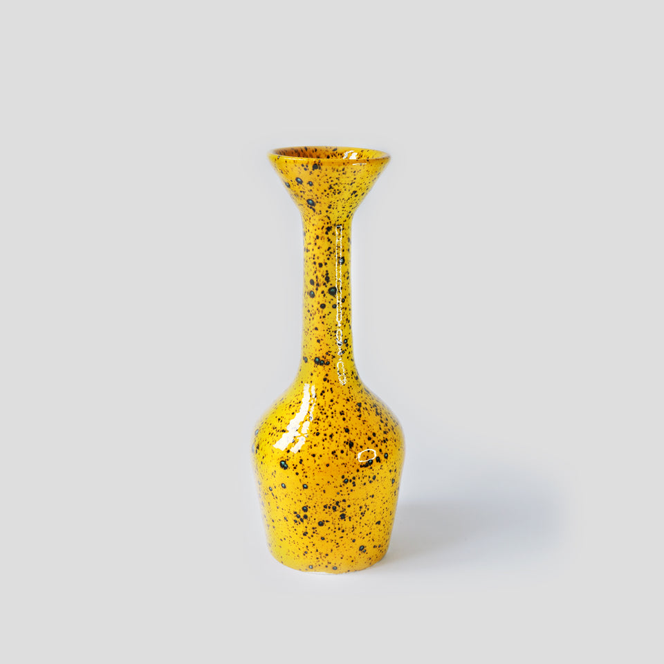 Flared Rim Bottle Yellow and Black speckles