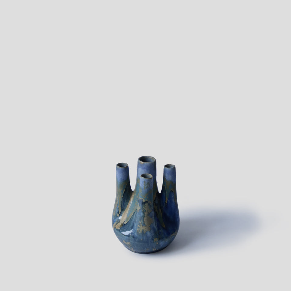 Vase vintage à 5 cols en grès flammé