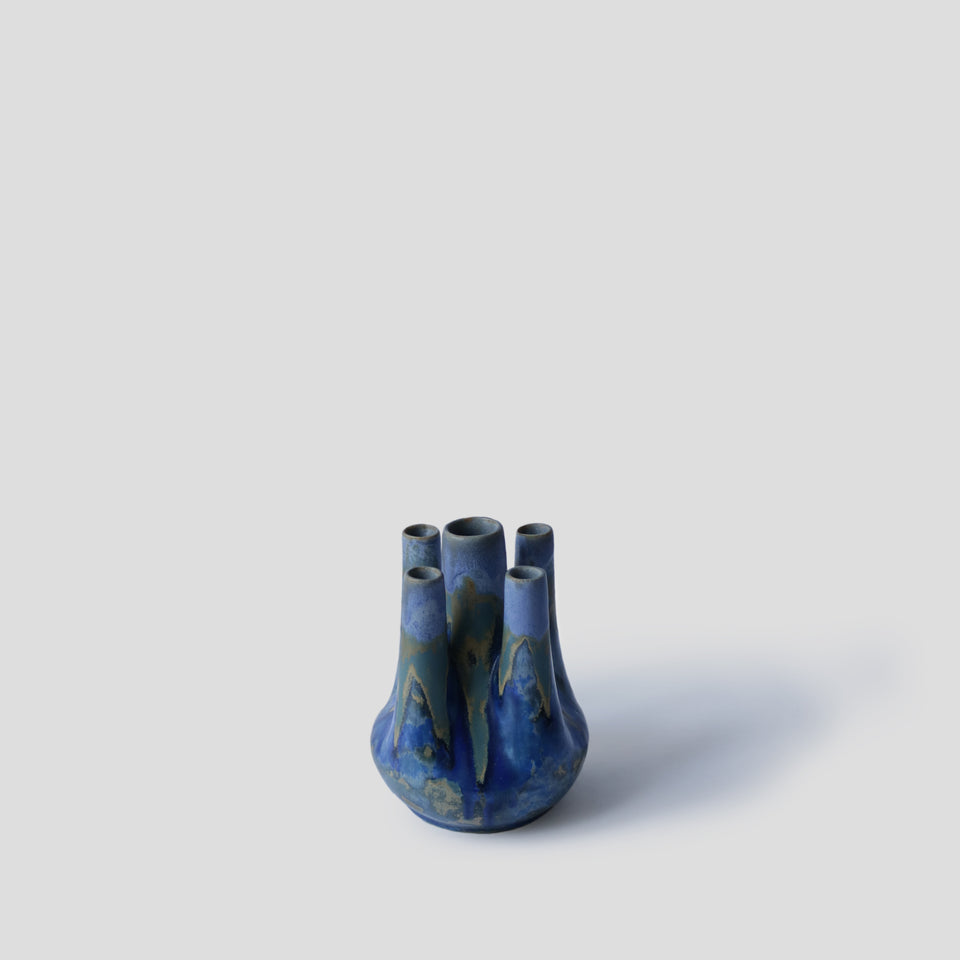 Vase vintage à 5 cols en grès flammé