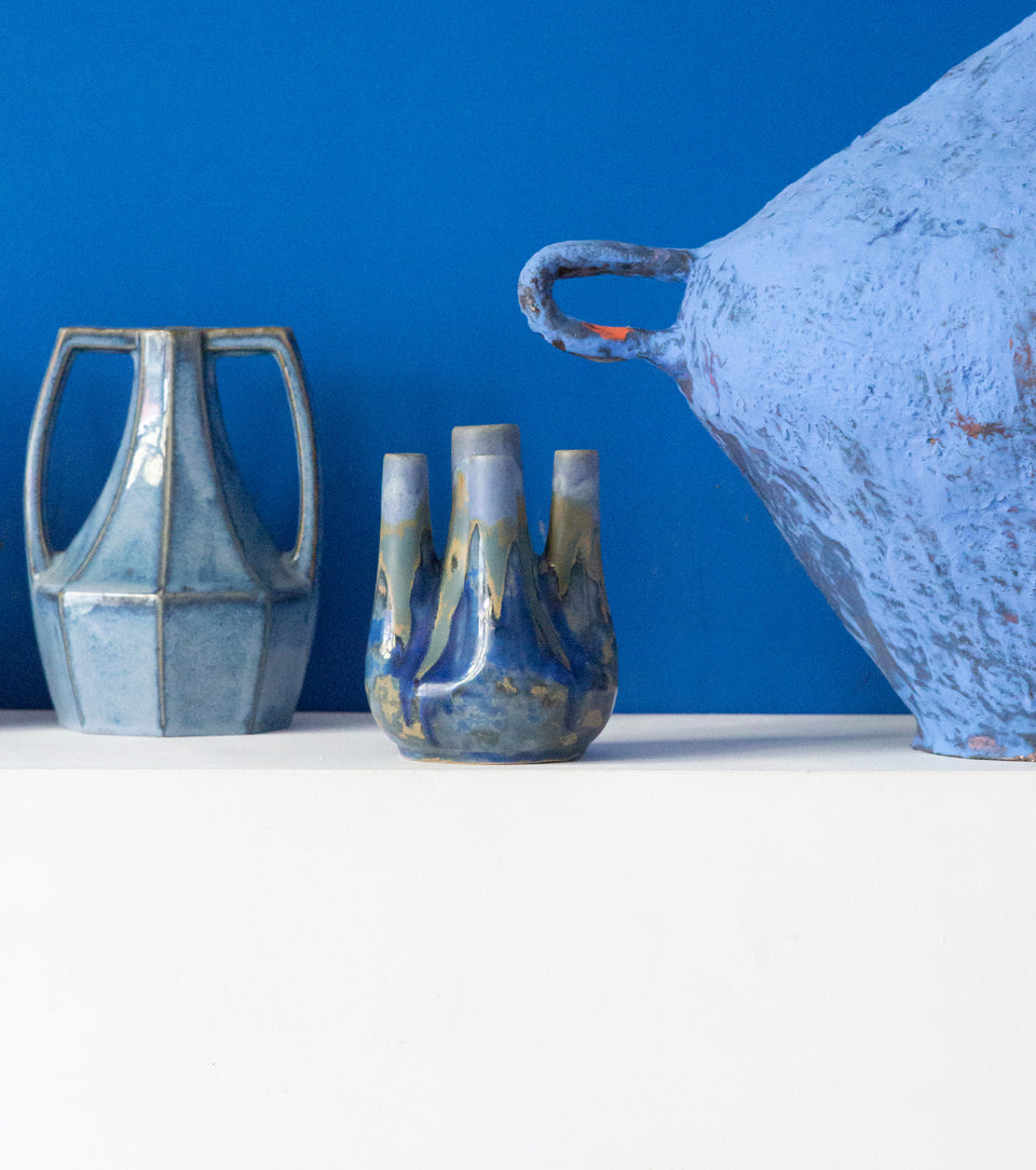 Vase vintage à 5 cols en grès flammé