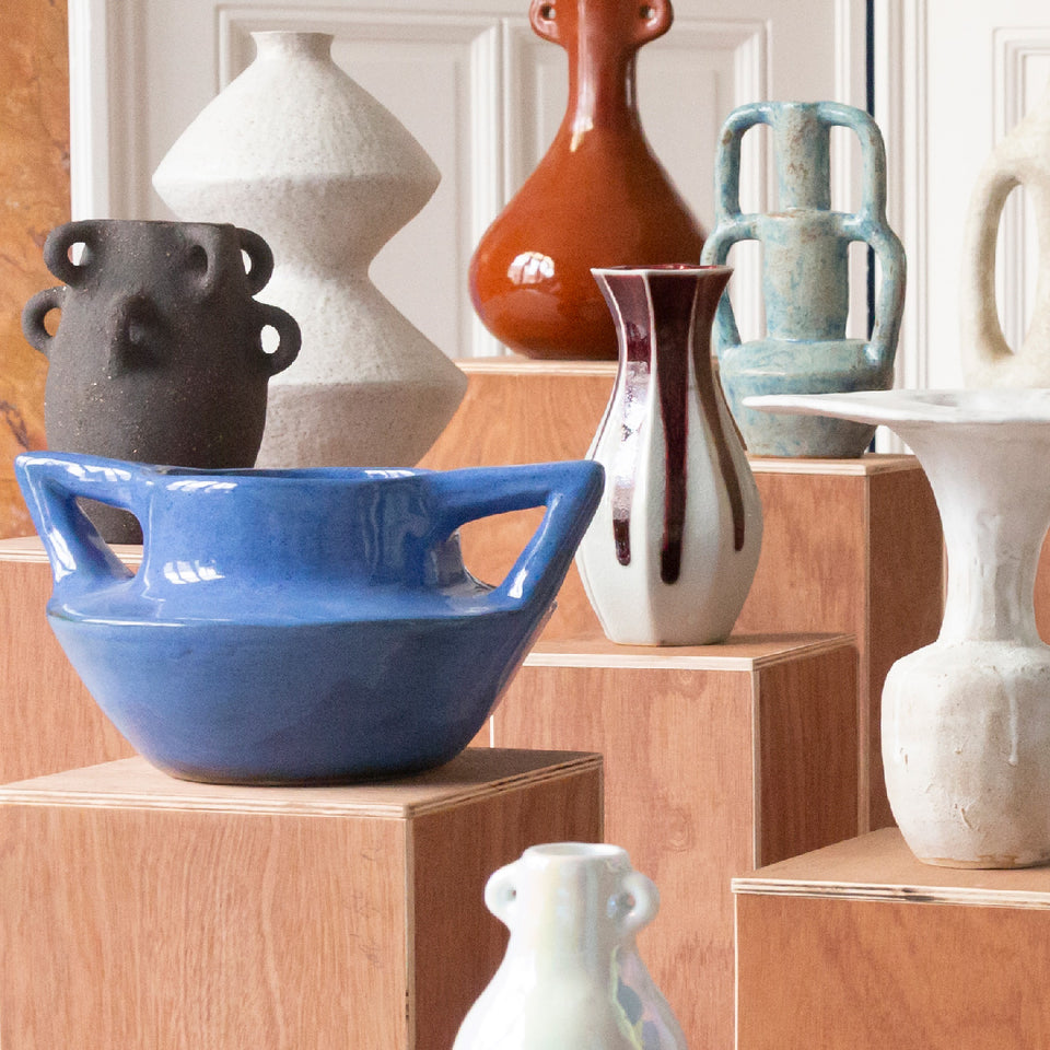 Suiban Ikebana vase electric blue