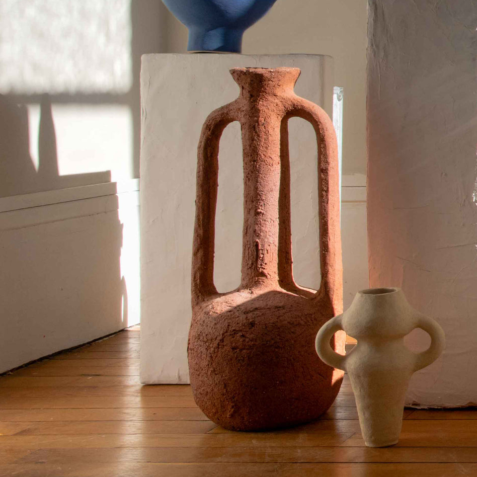 Large Vase Textured Terra Cotta