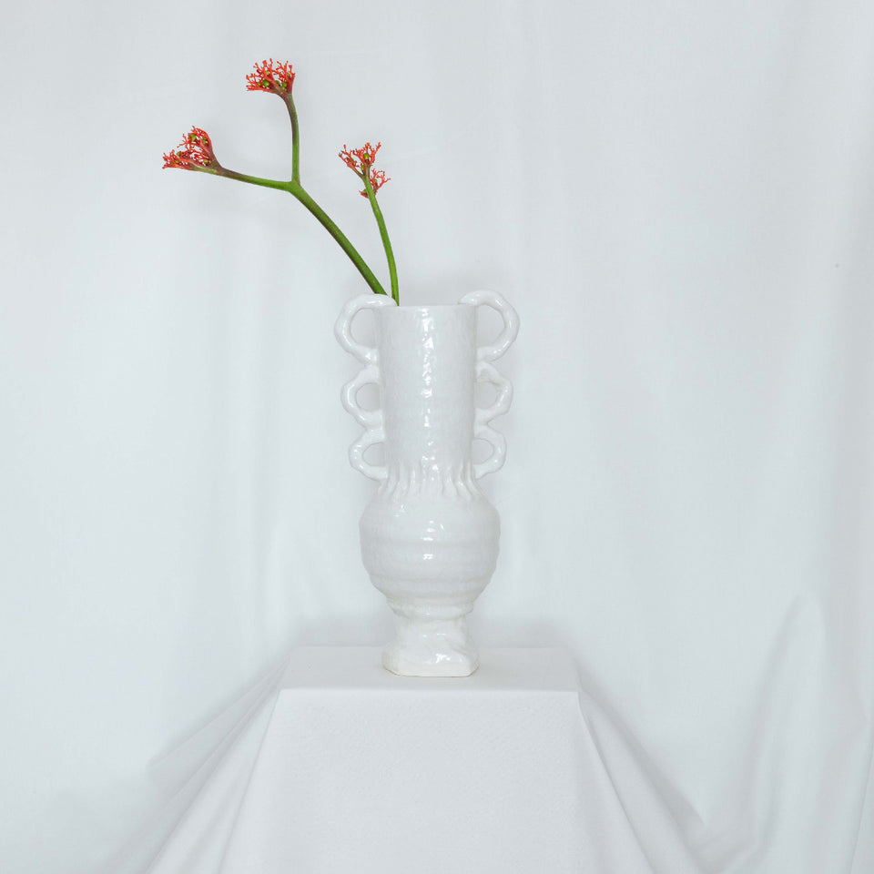 Large White Croco Vase
