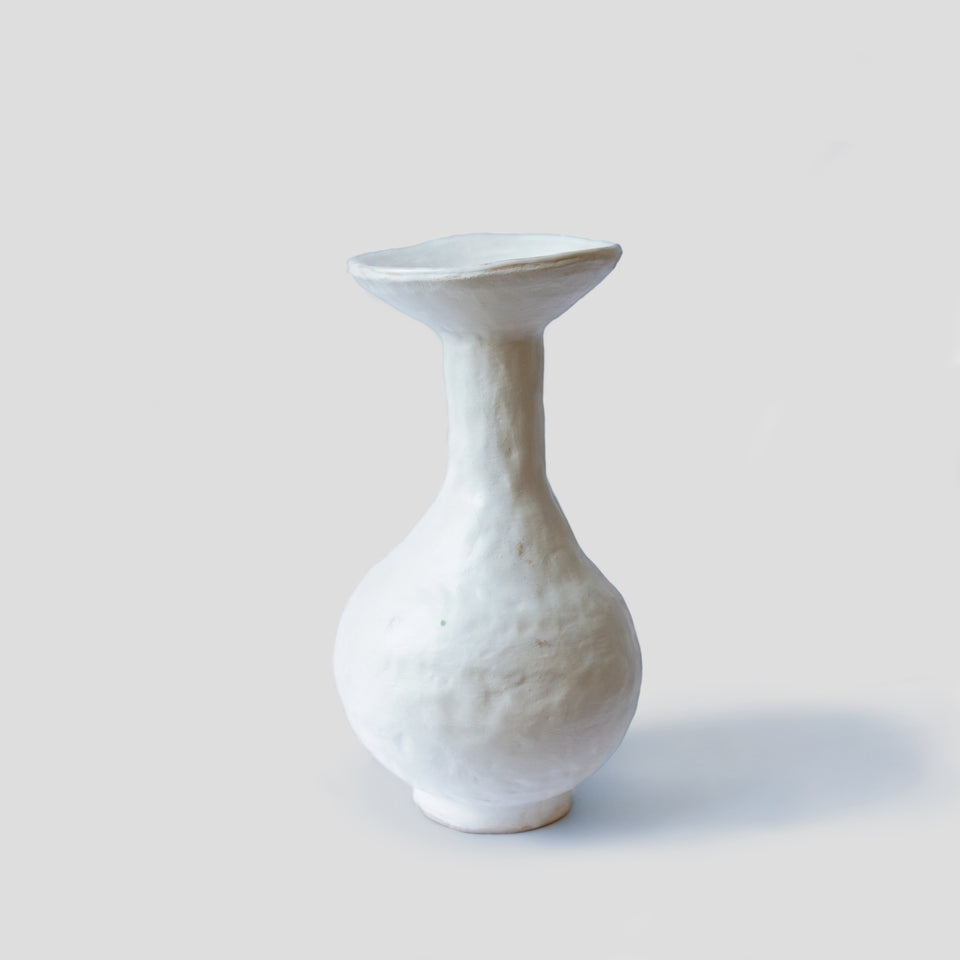Large White Textured Vase