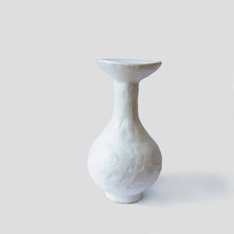 Large White Textured Vase