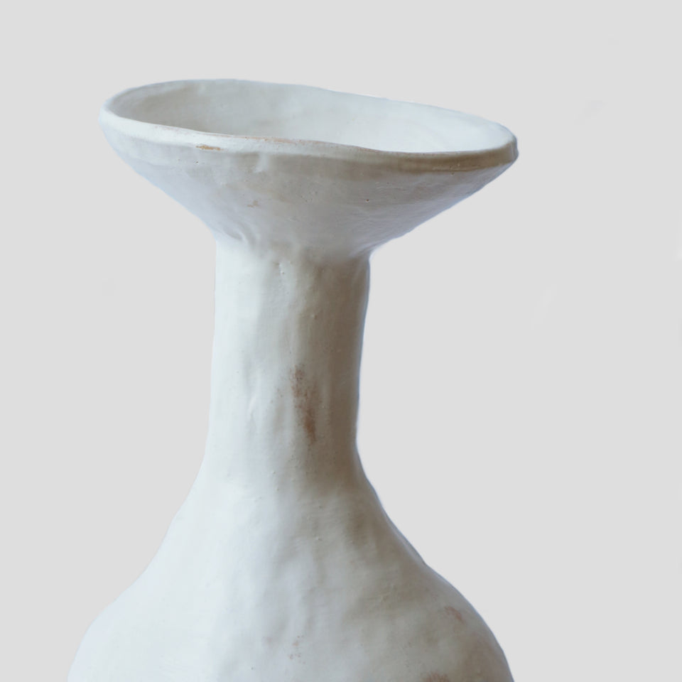 Large White Textured Vase