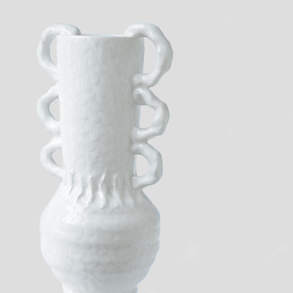 Grand Vase White Croco