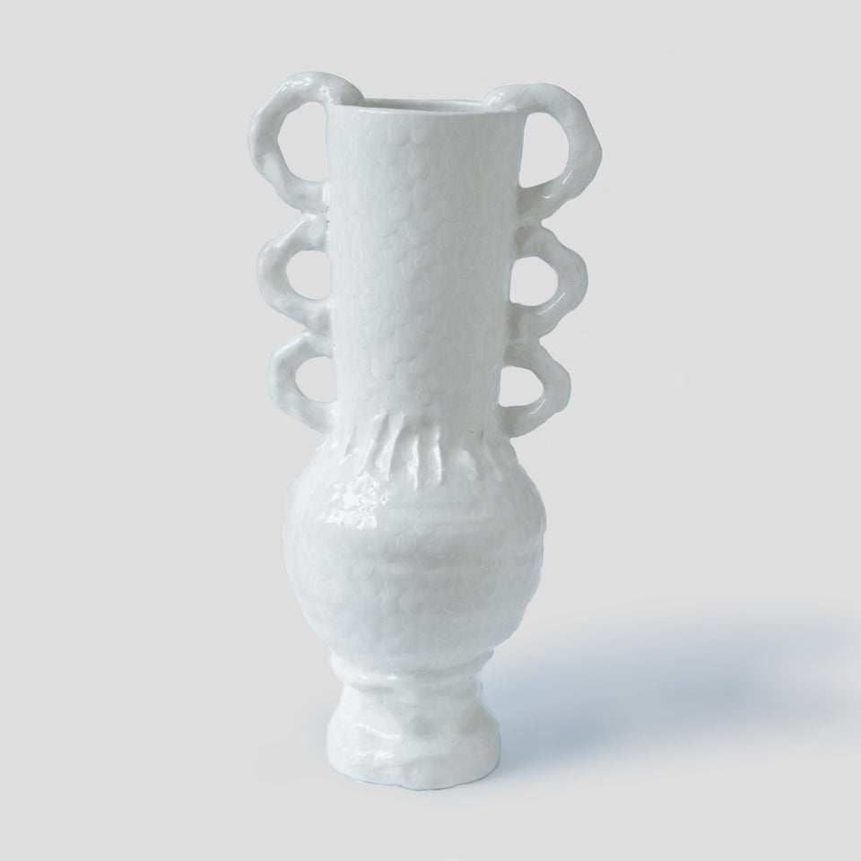 Large White Croco Vase
