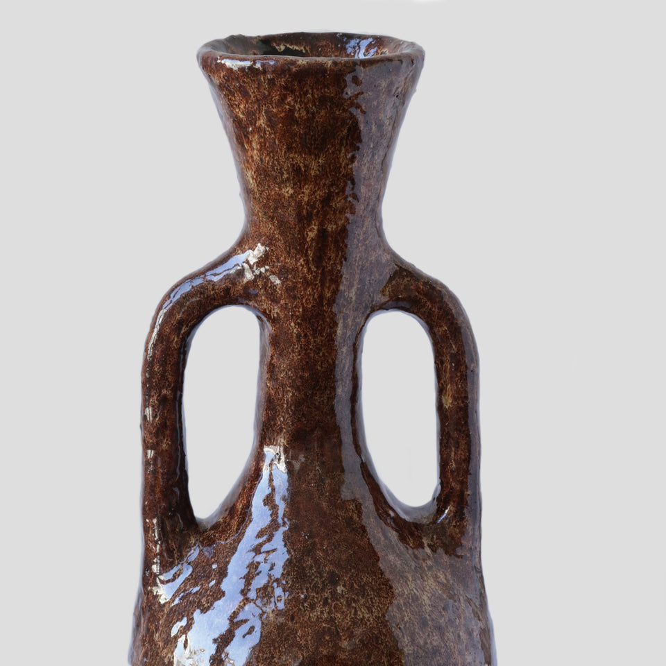 Grand vase texturé marron