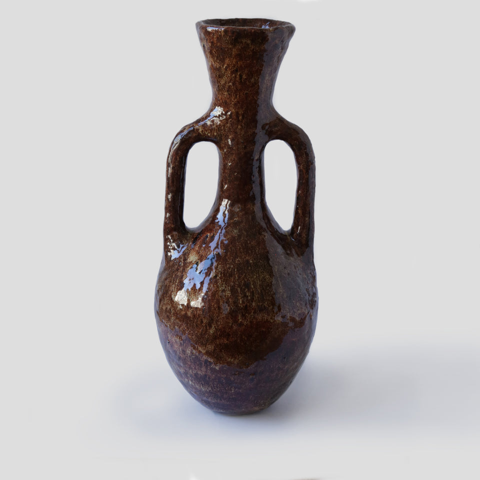 Grand vase texturé marron