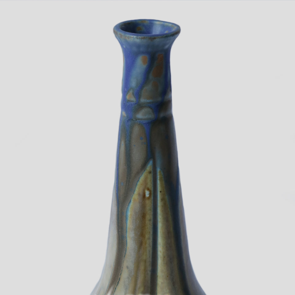 Vase flute vintage en grès flammé
